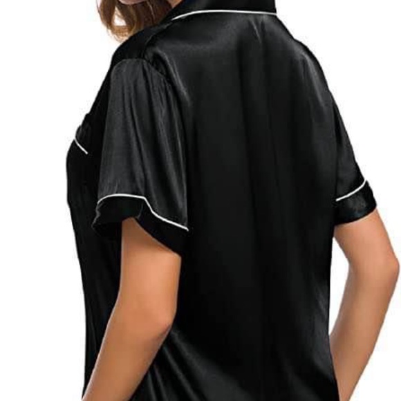 M&S Women’s Black Silk/Satin Pajamas Set Two-Piece Pj Sets Sleepwear Lou… - Picture 4 of 4